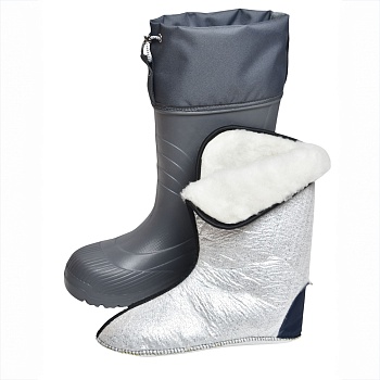 Резиновые сапоги AirBoots с меховыми вкладышами, цвет серый - Обувь ЭВА для мужчин, женщин и детей от производителя Колесник