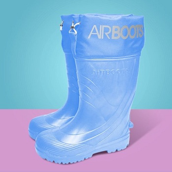Сапоги резиновые детские Airbootskids с меховыми вкладышами, цвет небесный - Обувь ЭВА для мужчин, женщин и детей от производителя Колесник