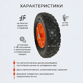 Колесо бескамерное для тачки садовой, тележки диаметром 39 см, цвет черный - Обувь ЭВА для мужчин, женщин и детей от производителя Колесник