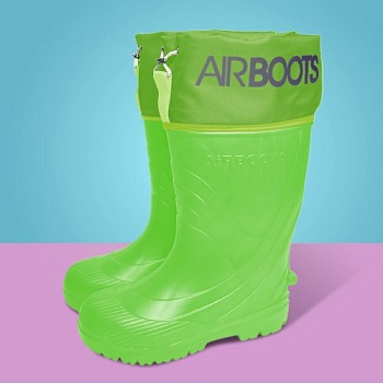 Резиновые сапоги AirBoots с меховыми вкладышами, цвет салатовый - Обувь ЭВА для мужчин, женщин и детей от производителя Колесник
